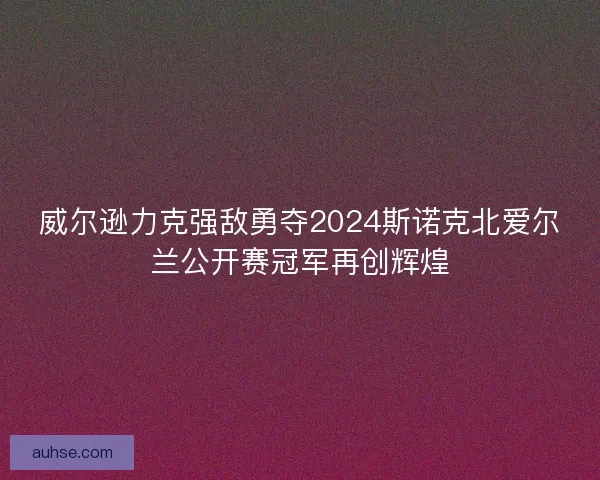 威尔逊力克强敌勇夺2024斯诺克北爱尔兰公开赛冠军再创辉煌
